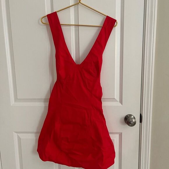 free people red bow tie eye catching criss cross mini dress Large - Picture 4 of 6
